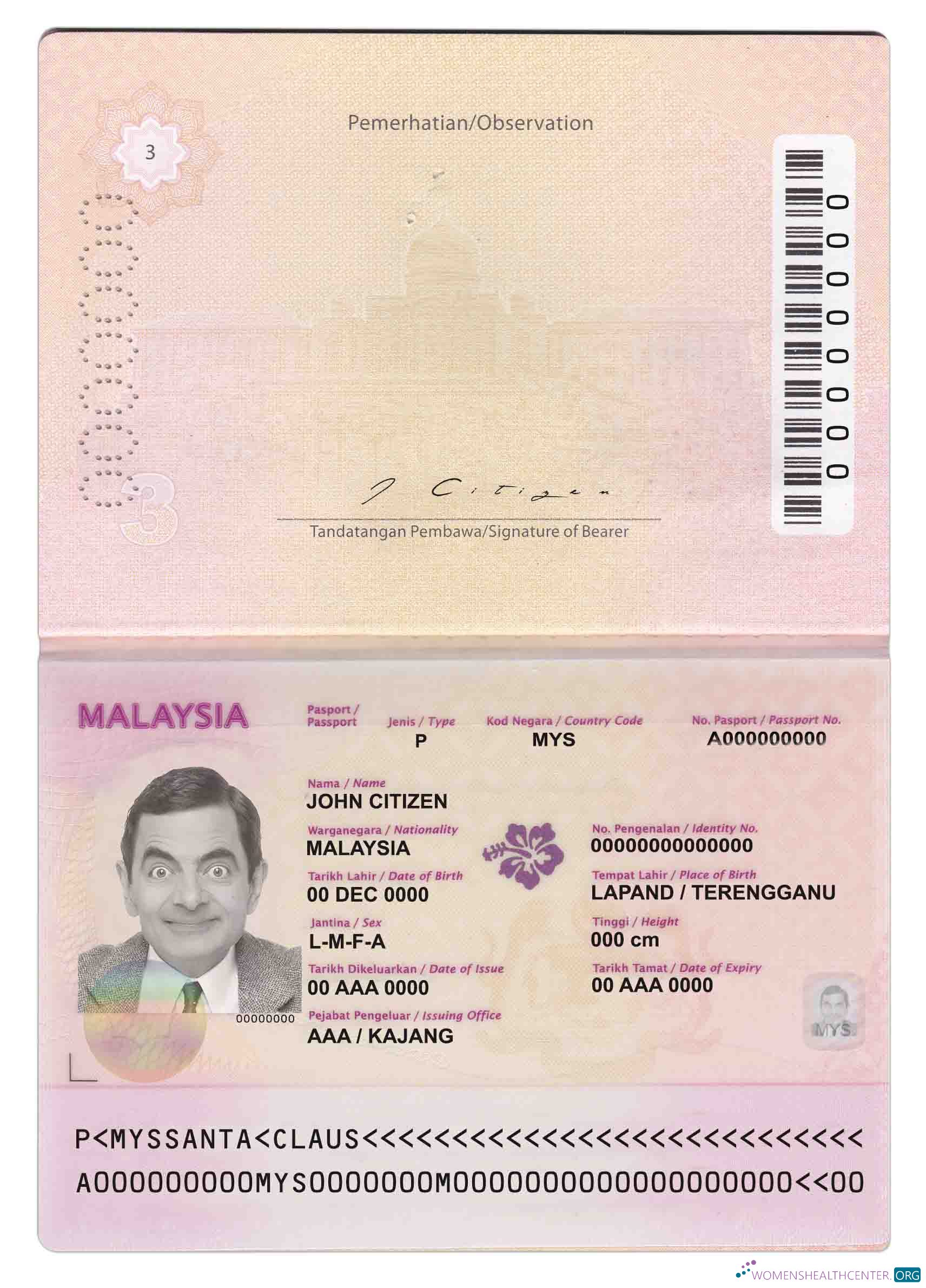 Download Malaysia passport (2010 2017) Photoshop template